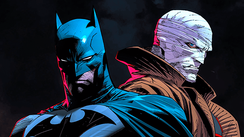 Thomas Eliott as the villain Hush alongside Batman.