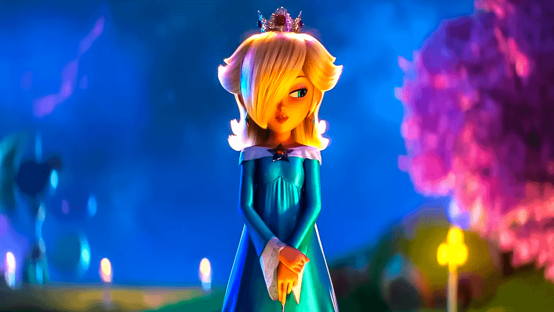 Rosalina looking to her side in The Super Mario Galaxy Movie.