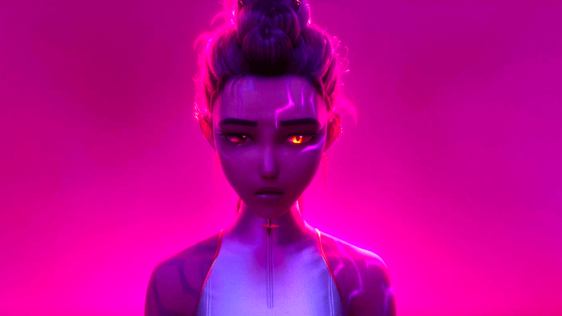 Rumi with demon markings on her body in K-Pop Demon Hunters
