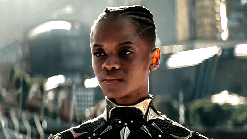 Letitia Wright as Shuri in Black Panther suit.