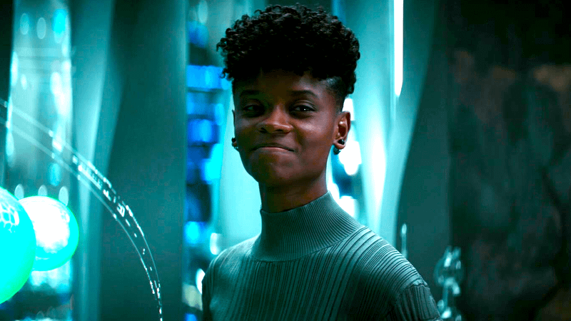 Letitia Wright's Shuri in Black Panther Wakanda Forever.