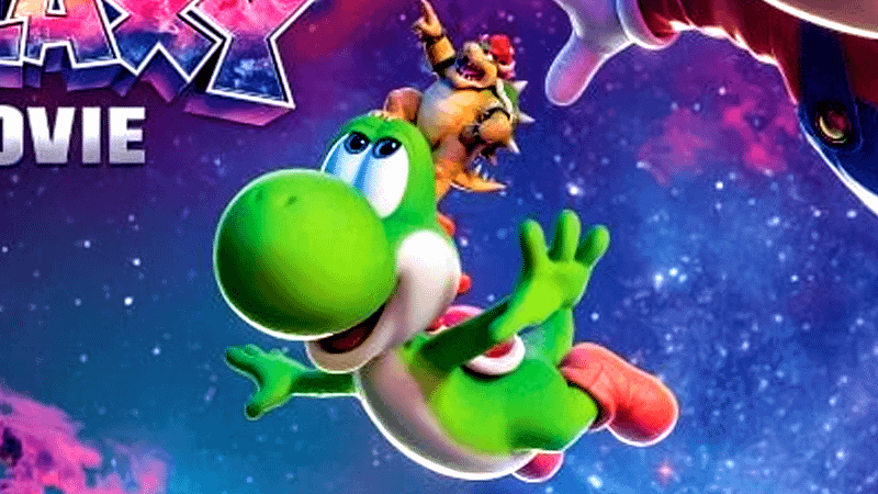 Yoshi on The Super Mario Galaxy Movie poster.