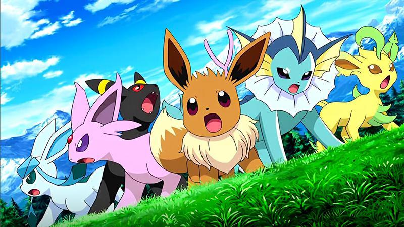 Eevee and its Eeveelutions in Pokemon