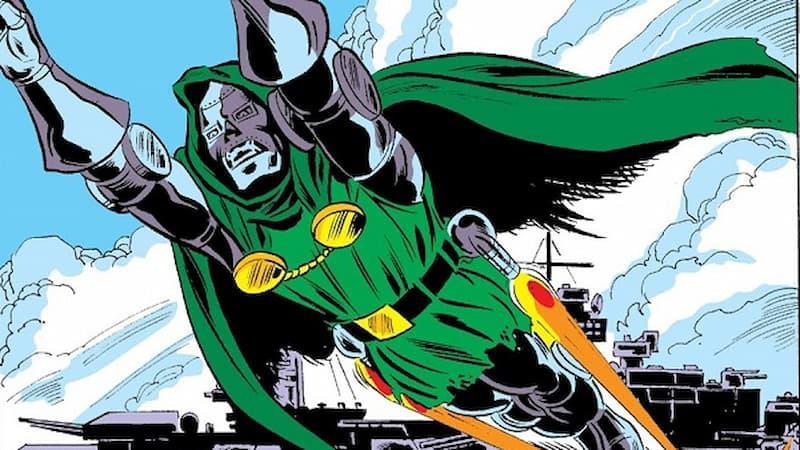 Doctor Doom flying at top speed in Marvel Comics.