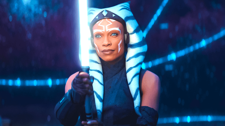 Ahsoka holding a lightsaber