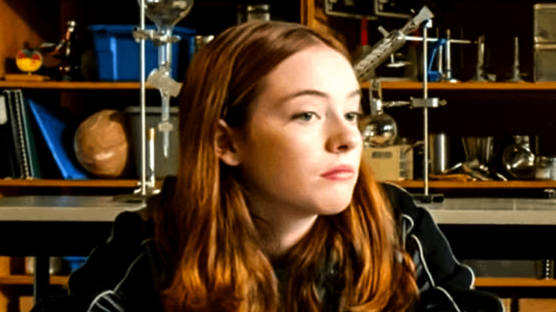 Beatrice Kitsos in what appears to be a classroom of some kind.