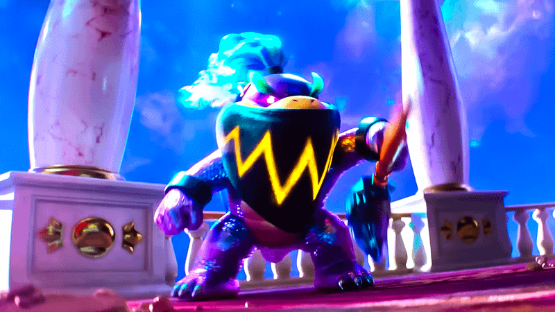 Bowser Jr. in his mask in a castle in The Super Mario Galaxy Movie.