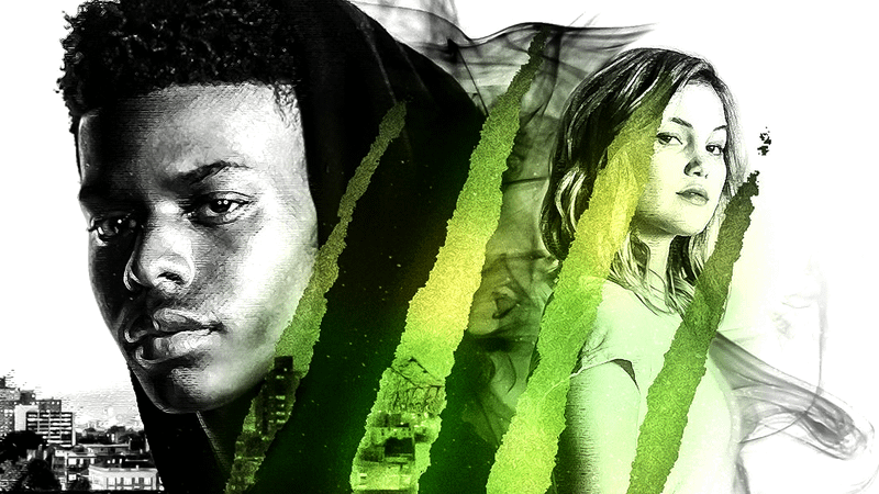 Aubrey Joseph as Cloak, Olivia Holt as Dagger in 'Cloak and Dagger' poster.