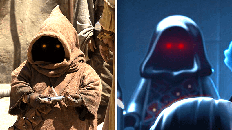 A Jawa and Darth Jym the Jawa from LEGO Star Wars