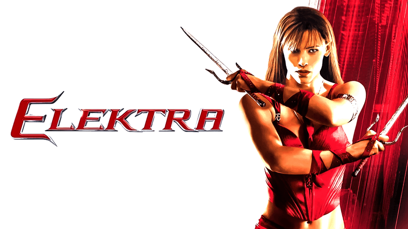 Jennifer Garner wields twin daggers in an Elektra promo image.