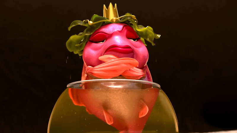 Fish Queen with her arms folders in Hoppers.