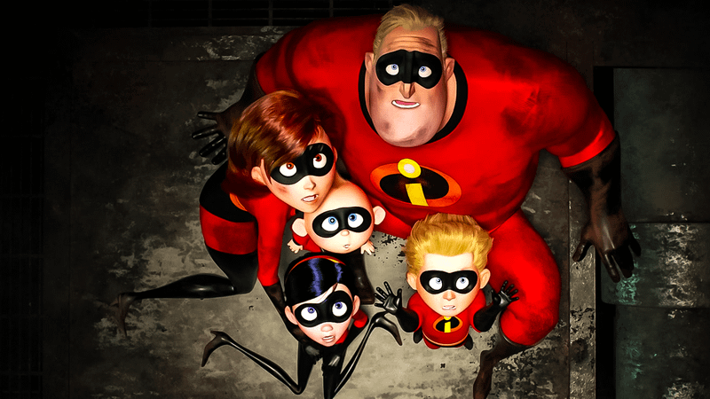The Parr family in The Incredibles 2.