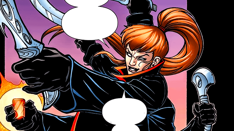 Coat of Arms fighting with swords in Marvel Comics.