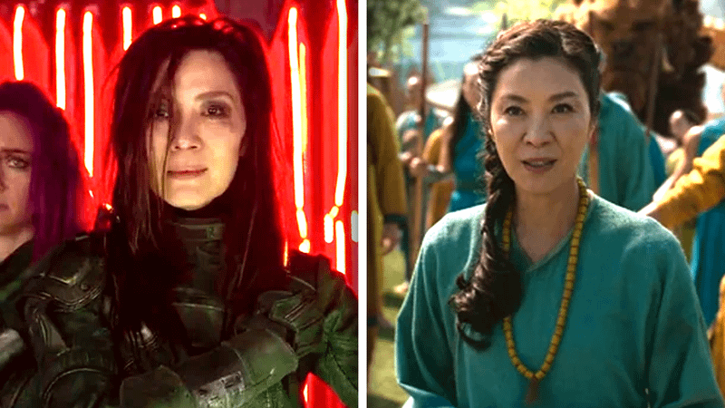 Michelle Yeoh as Aleta Ogord in Guardians of the Galaxy Vol. 2, Michelle Yeoh as Ying Nan in Shang-Chi and the Legend of the Ten Rings