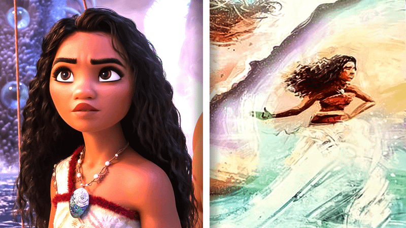 Moana from 'Moana' movie, Moana from Disney Adventure art piece.