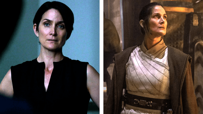 Carrie-Anne Moss as Jeri Hogarth in 'Jessica Jones' and Master Indara in 'The Acolyte.'