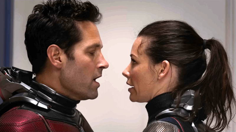 Paul Rudd as Scott Lang, Evangeline Lilly as Hope Van Dyne in Ant-Man and the Wasp
