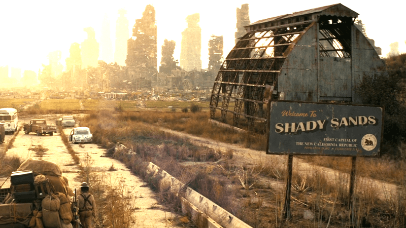 A city sign for Shady Sands in Fallout Season 2