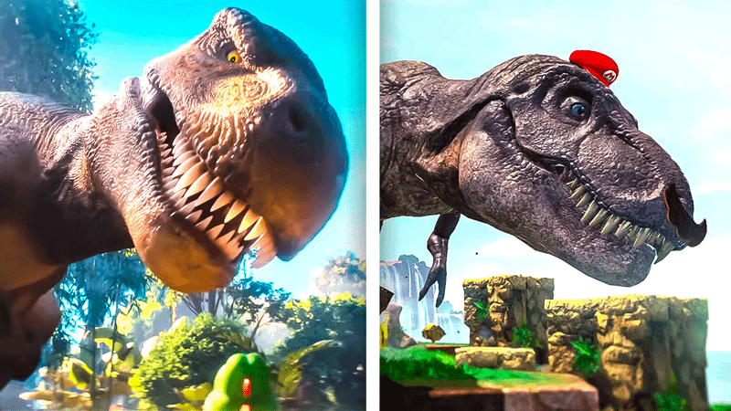 T-Rex in Super Mario Galaxy Movie and Nintendo Games.