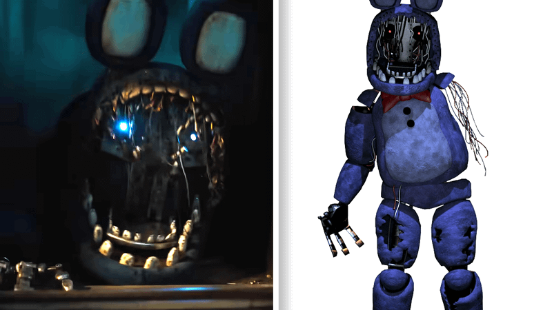 Withered Bonnie FNAF FIlm side by side with FNAF Withered Bonnie