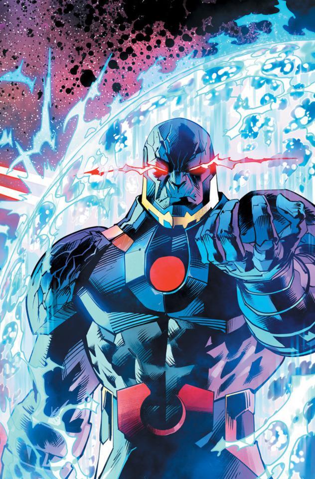 Darkseid using his portal powers and holding out his hand in DC Comics