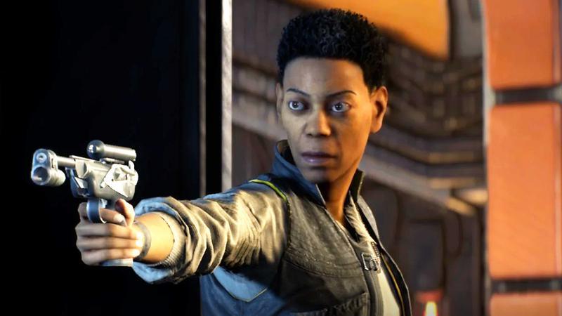 Cere Junda holding out a gun in Star Wars Jedi: Fallen Order