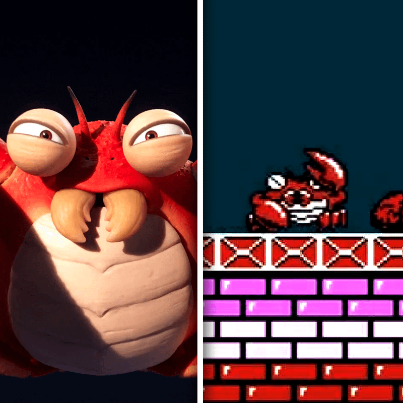 Clawgrip in Super Mario Galaxy Movie and in Mario games.