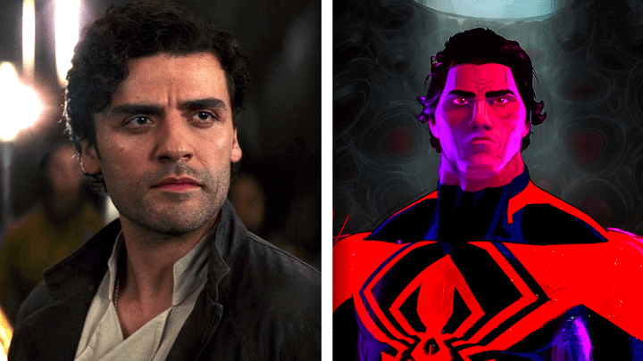 Oscar Isaac in Star Wars and as Miguel O'Hara.