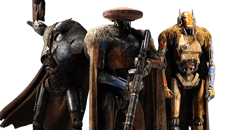 Mercenary droids wielding a variety of weapons.