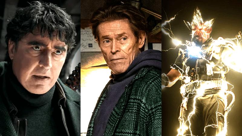 Alfred Molina's Dock Ock, Willem Dafoe's Green Goblin, and Jamie Foxx's Electro