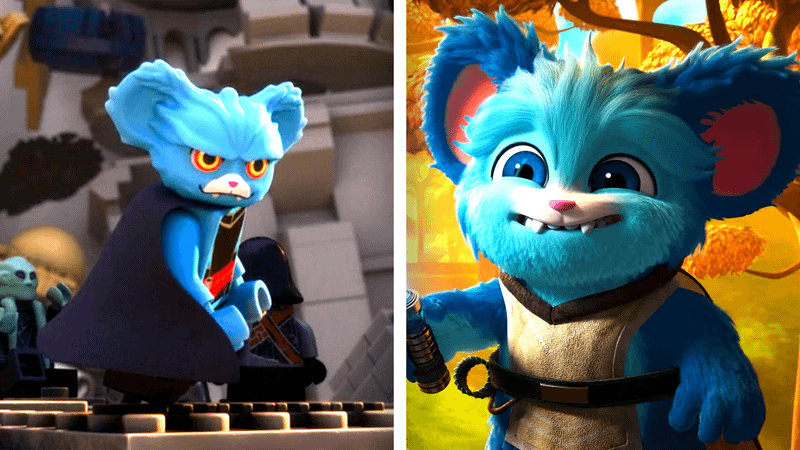A comparison of LEGO Darth Nubs and Nubs from Young Jedi Adventures