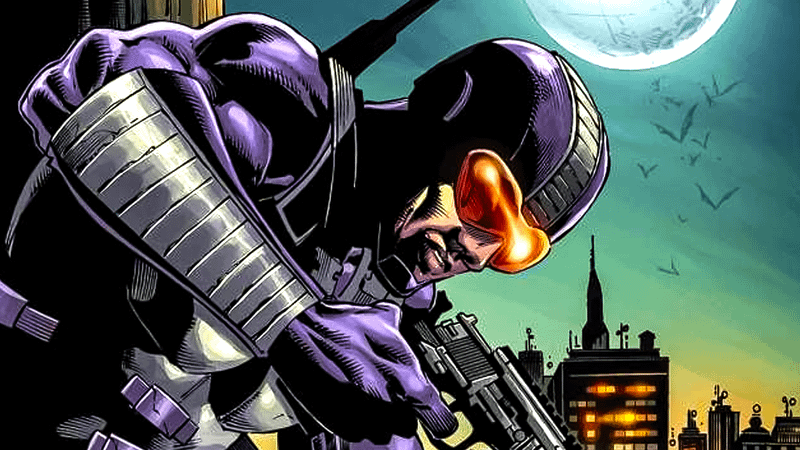 Paladin holding a gun at night in Marvel.