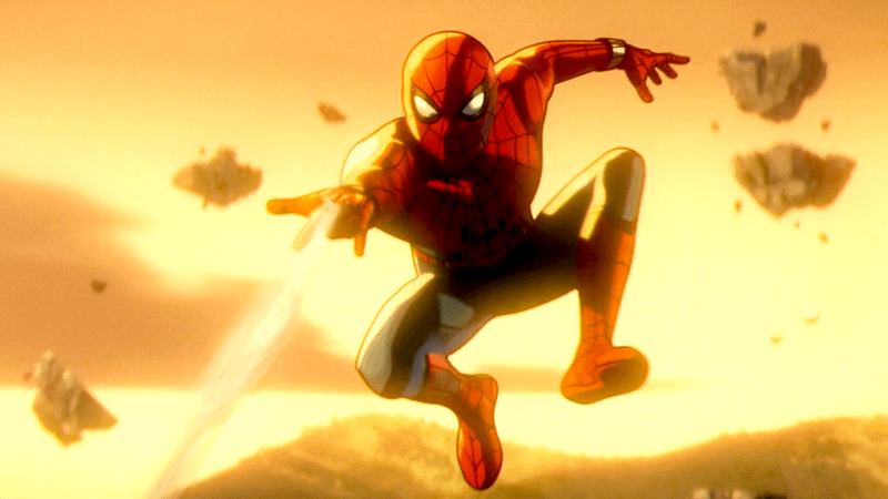 Spider-Man throwing out a whip in Marvel Zombies
