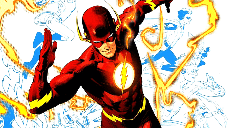 Flash running with lighting around him in DC Comics