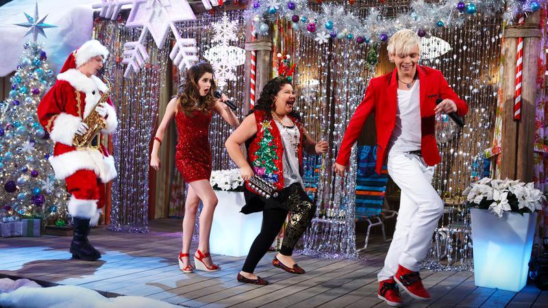 The cast of Austin & Ally dancing on a Stage in Austin & Ally