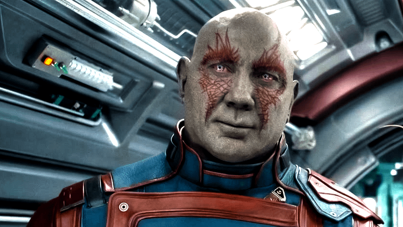 Dave Bautista as Drax in Guardians of the Galaxy Vol 3.