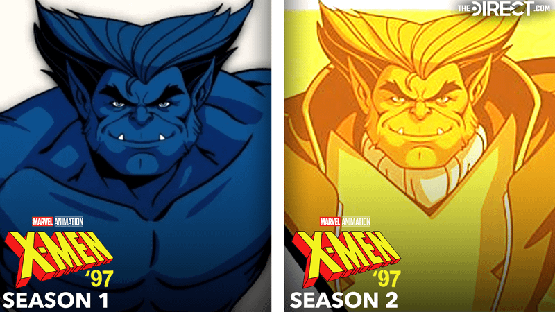 Beast in X-Men '97 Season 1, Beast wearing a shirt with yellow hue in 'X-Men '97' Season 2.
