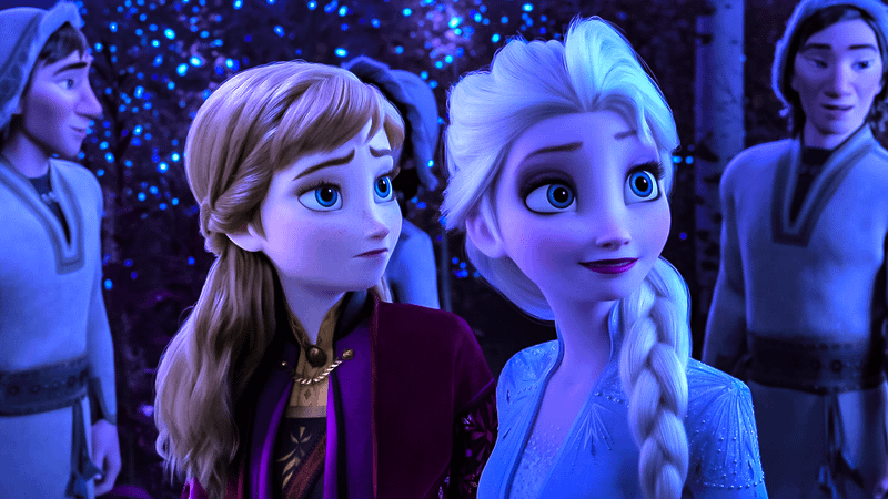Anna and Elsa in Frozen 2.