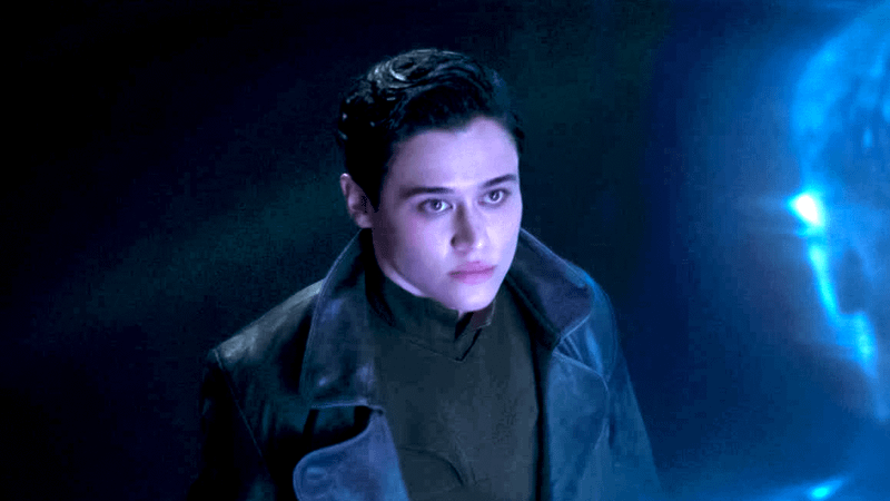 Imperial officer Elia Kane views a holographic communication in The Mandalorian.