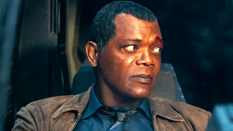 Samuel L. Jackson as Nick Fury in Captain Marvel.