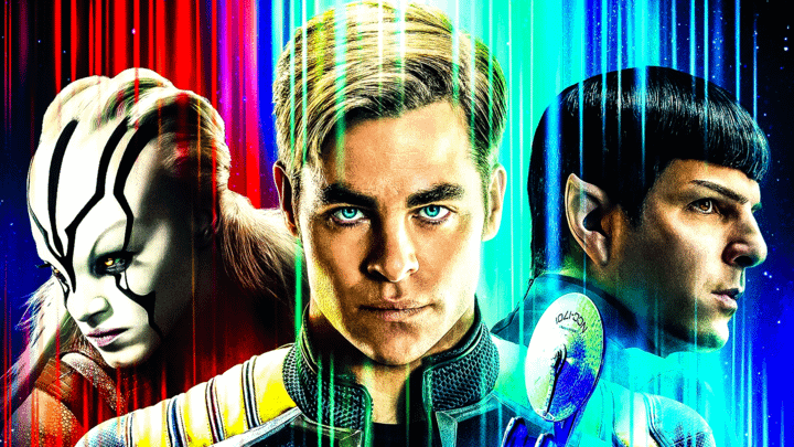 Jaylah, Captain Kirk, and Spock from Star Trek.