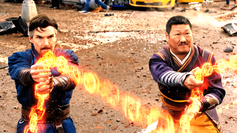 Benedict Cumberbatch as Doctor Strange, Benedict Wong as Wong in Doctor Strange in the Multiverse of Madness