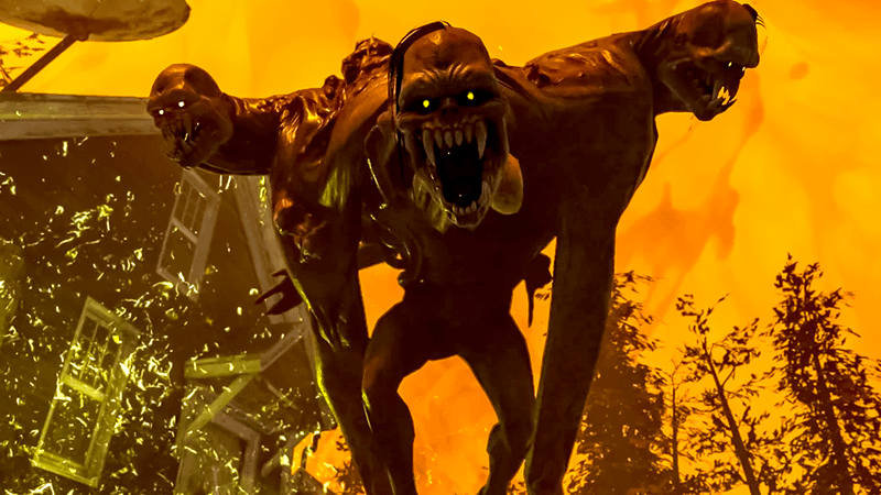 Wendigo Colossus screaming at the camera in Fallout