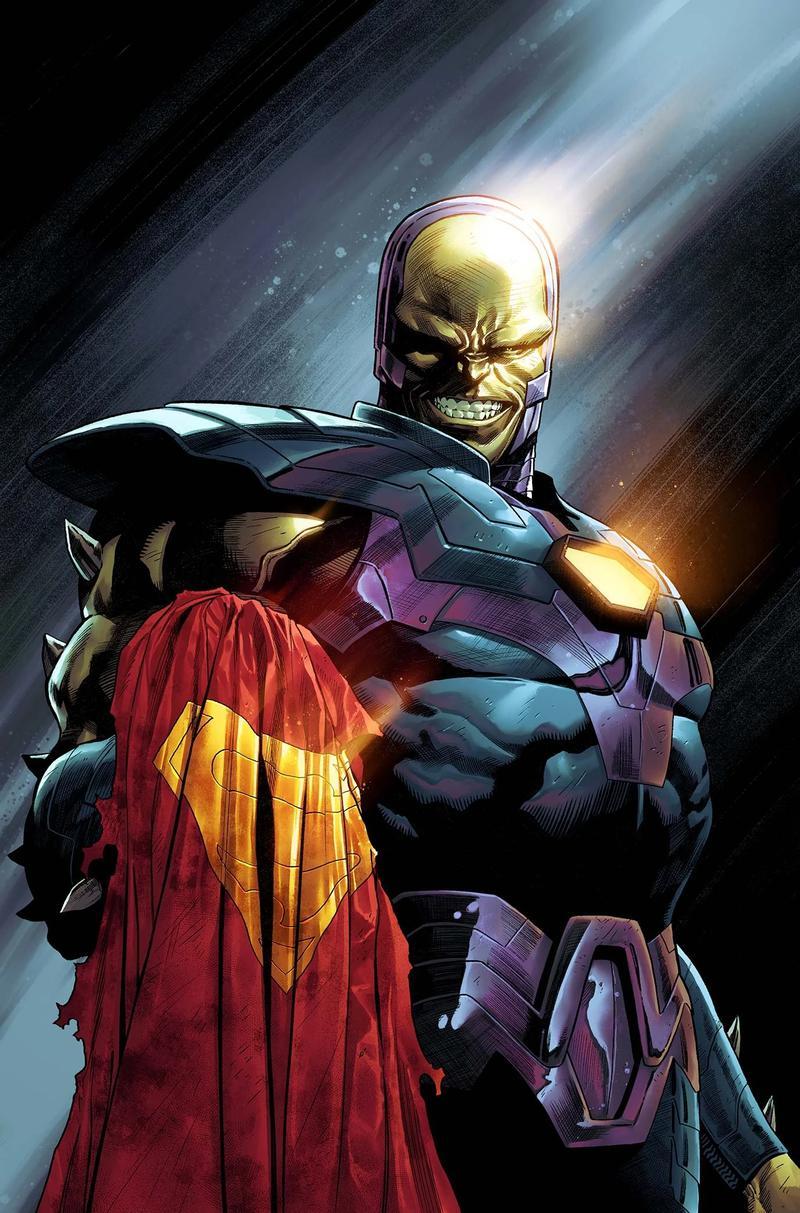 Mongul holding the Superman cape in DC Comics