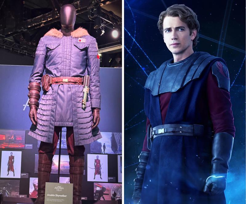 Ahsoka Season 2, Anakin Skywalker winter costume at D23 vs Season 1 Clone Wars costume.