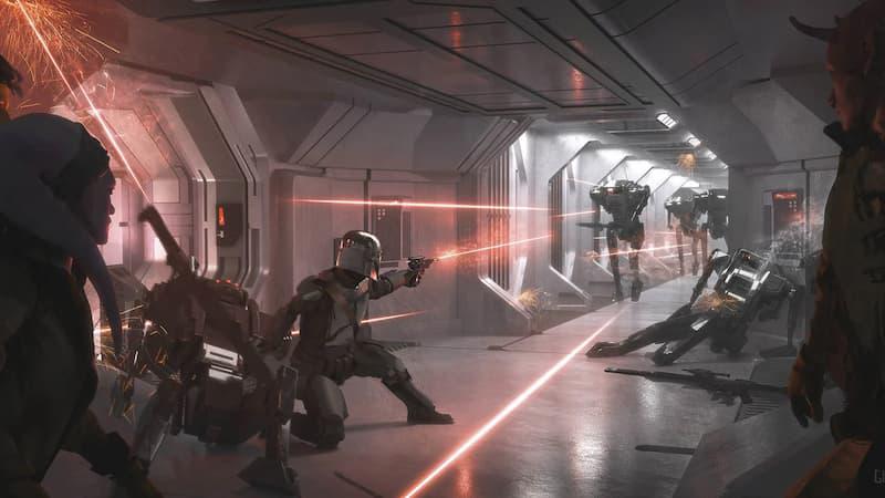 Din Djarin and crew of mercenaries infiltrate a prison ship in The Mandalorian.