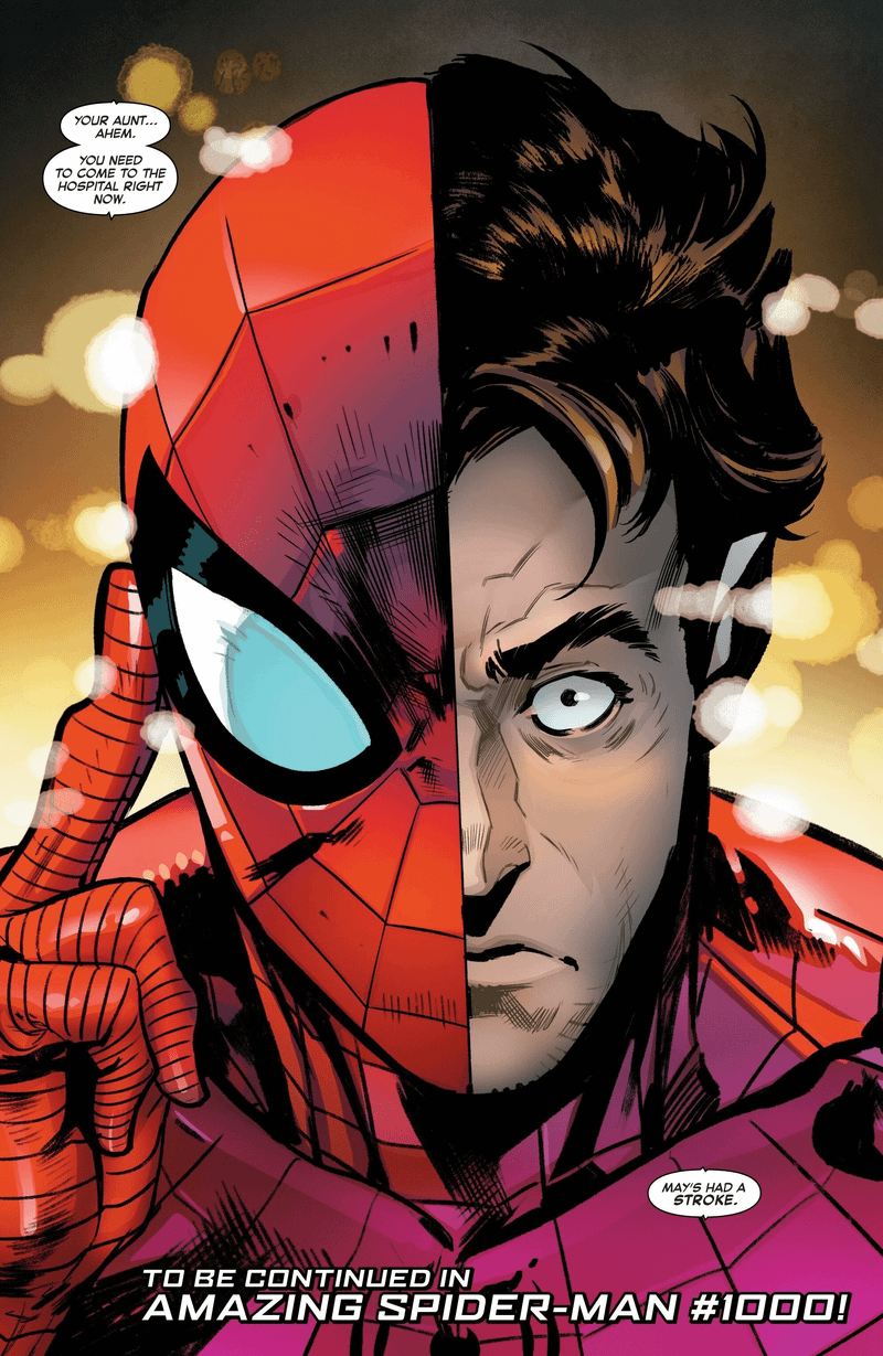 Peter Parker getting a call from Ricardo telling him that Aunt May had a stroke.
