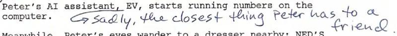 Script excerpt from Spider-Man: Brand New Day with annotations from Destin Daniel Cretton.