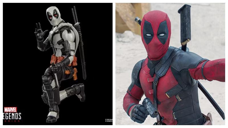 Wade Wilson as a Hasbro toy alongside live-action version.