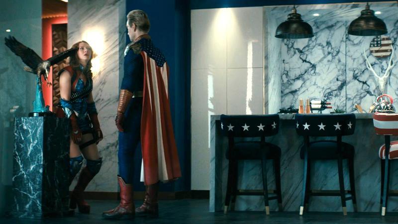 Homelander looking at Firecracker's dead body in The Boys.